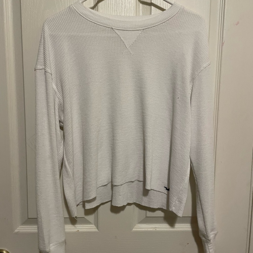 White Hollister waffle long sleeve size extra small